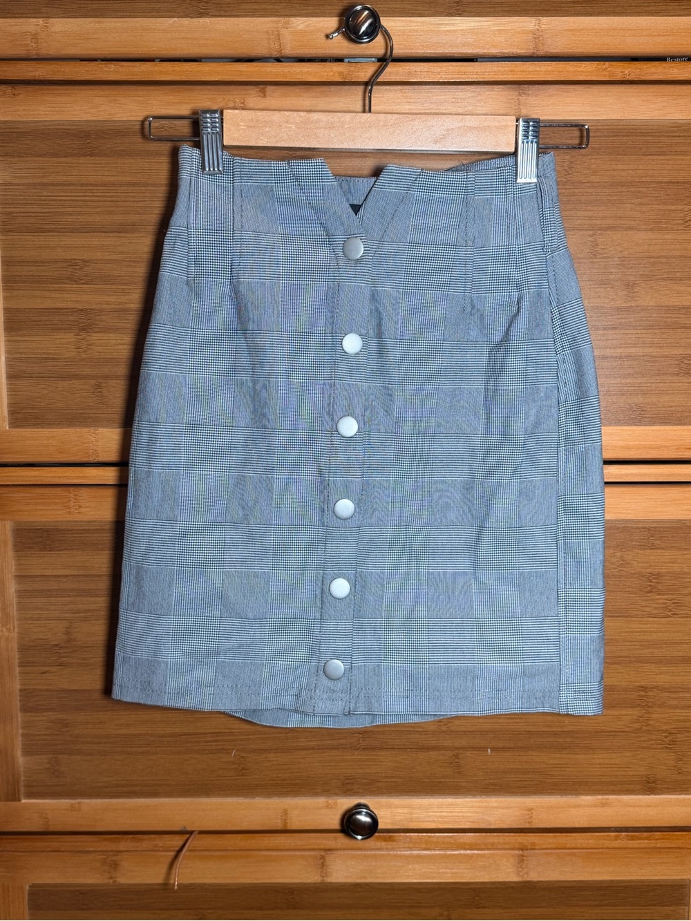 Express Petite Gray Plaid Button-Front Mini Skirt